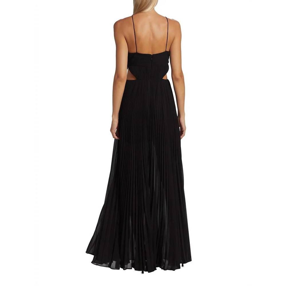 NEW AMUR janet halterneck cutout pleated gown in black - Picture 2 of 3